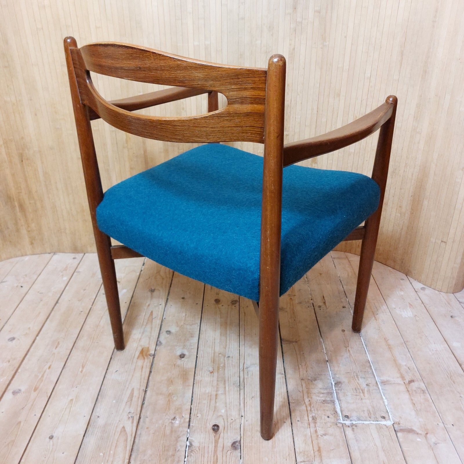 photo vintage Fab Vintage Mid Century Danish Teak Rosewood Desk Office Armchair Teal Blue Wool