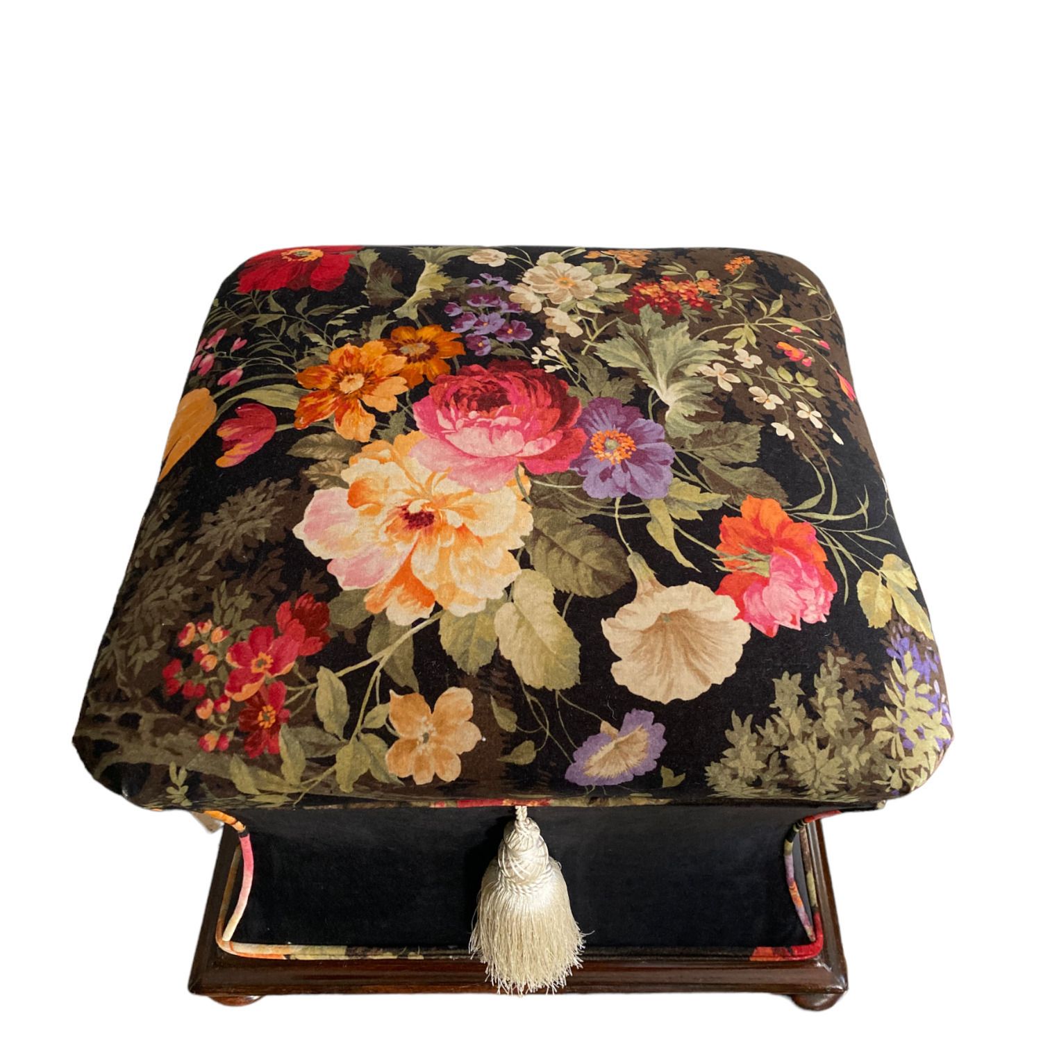 Victorian Concave Ottoman In Mahogany Fully Restored And Upholstered In Alhambra Velvet With A Silk Tassel photo furniture