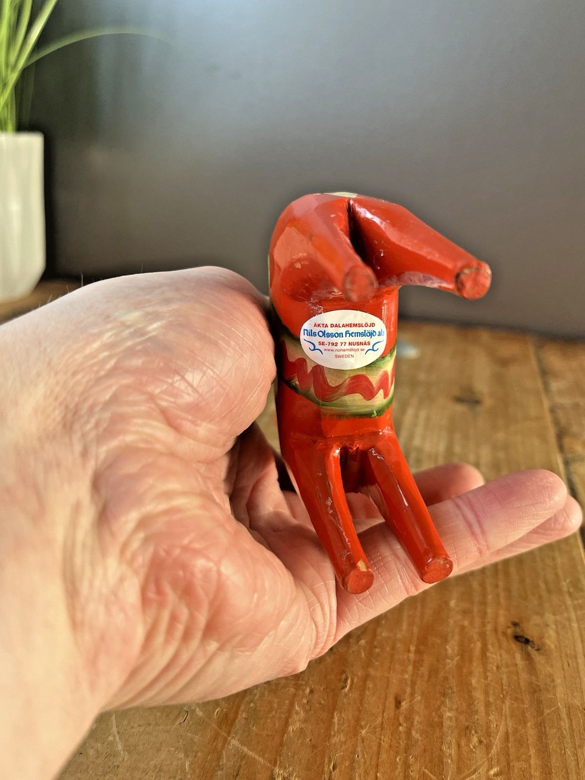 photo furniture 4" Vintage Red Swedish Nils Olsson Folk Art Dala Horse Dalahemslojd Dalahast