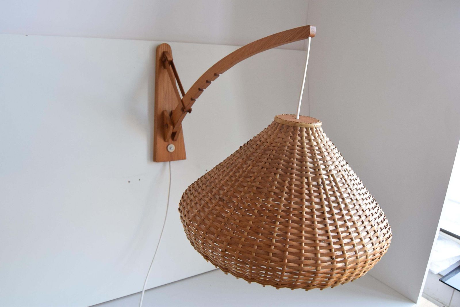 Adjustable Wooden Wall Lamp 1960s By Pokrok žilina, Czechoslovakia. photo for sale