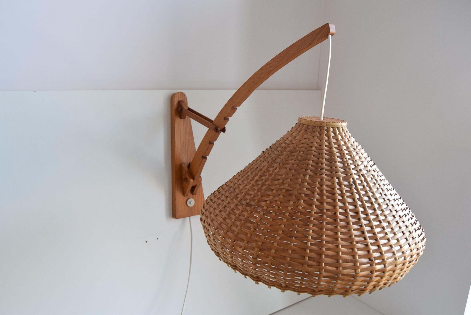 Adjustable Wooden Wall Lamp 1960s By Pokrok žilina, Czechoslovakia. photo Lighting