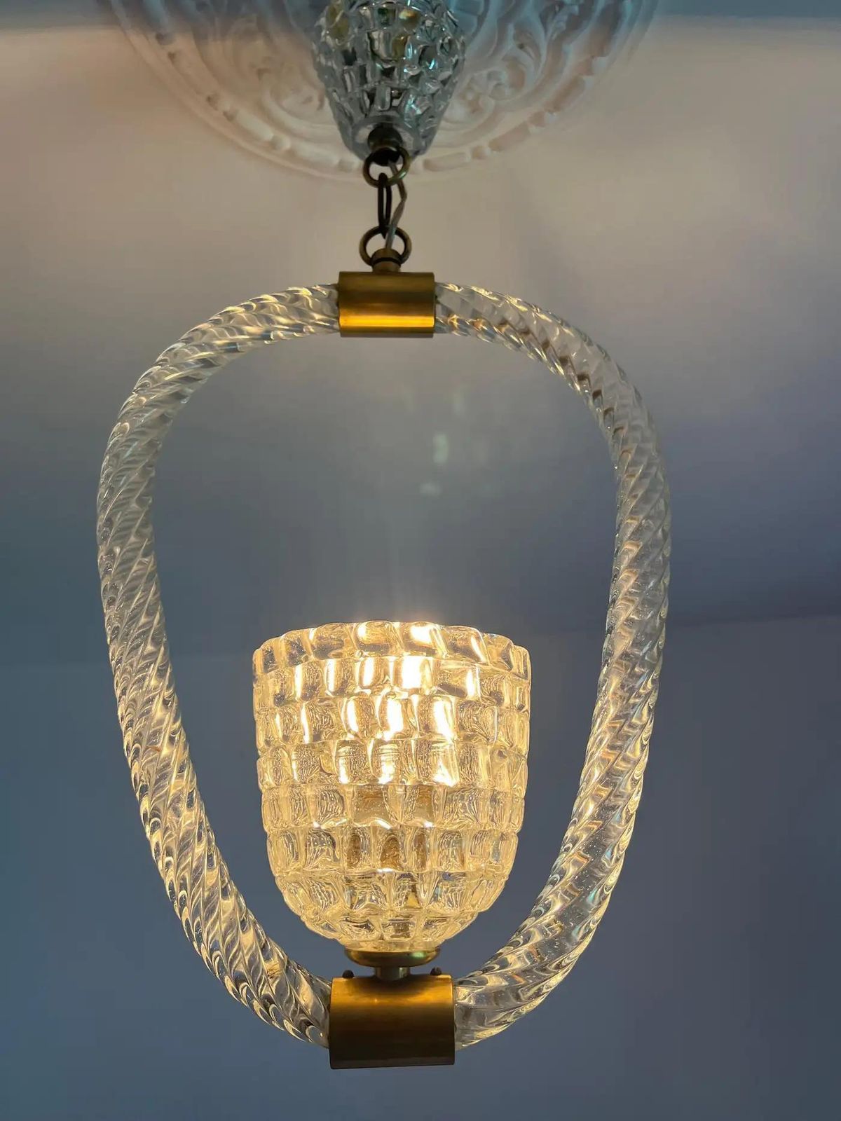 Art Deco Chandelier By Ercole Barovier, Murano, 1940s photo Lighting