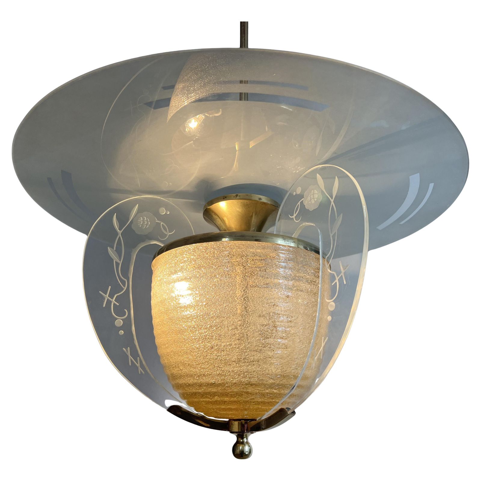 Very Rare Italian Chandelier By Barovier & Toso, Murano, 1950s