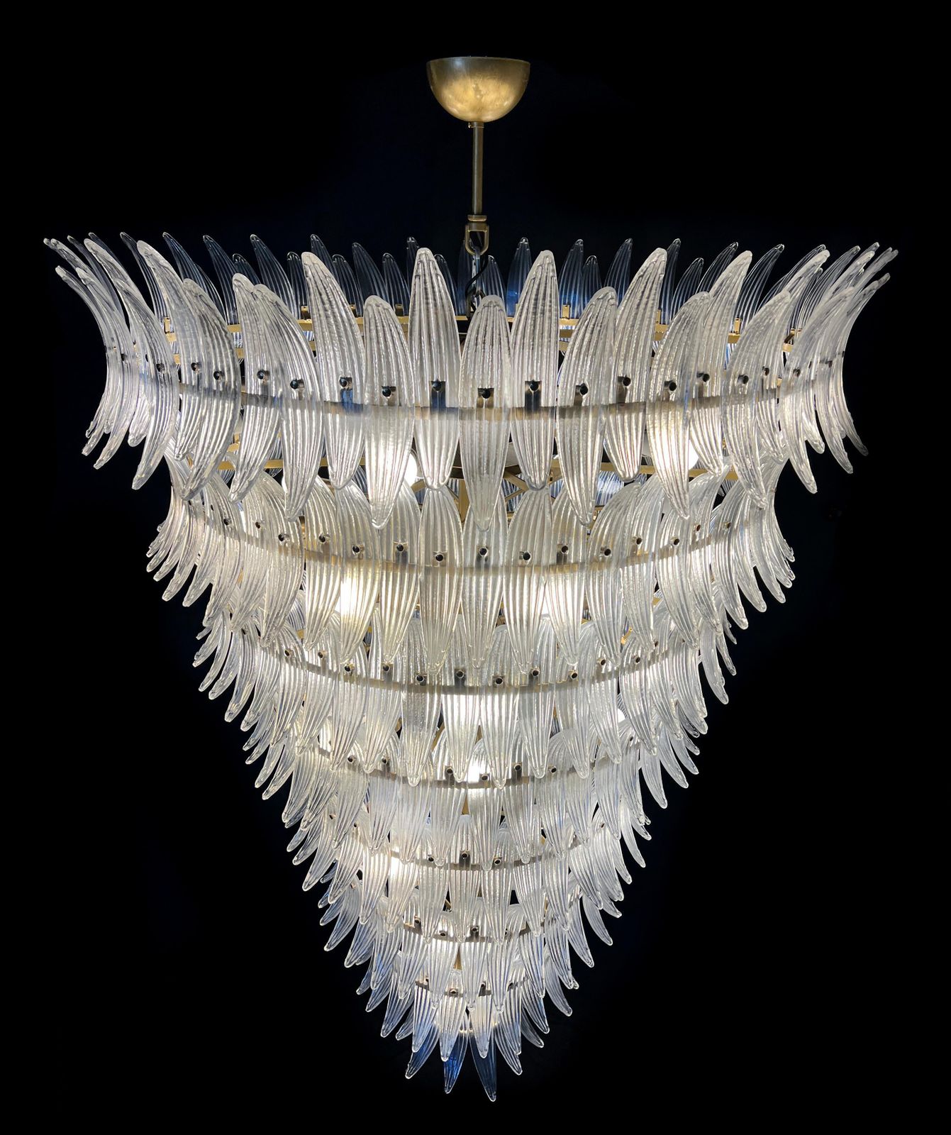 Giant Royal Pearl Palmette Chandelier, Murano photo vintage