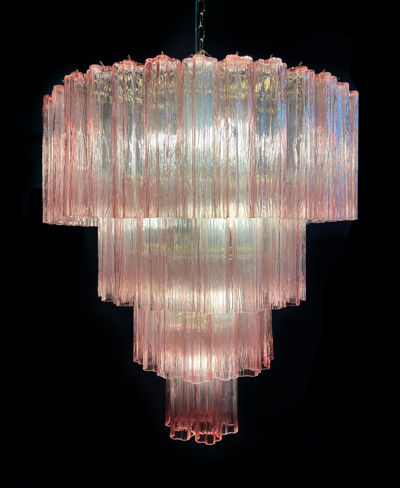 Charming Italian Pink Chandelier By Valentina Planta, Murano photo Lighting