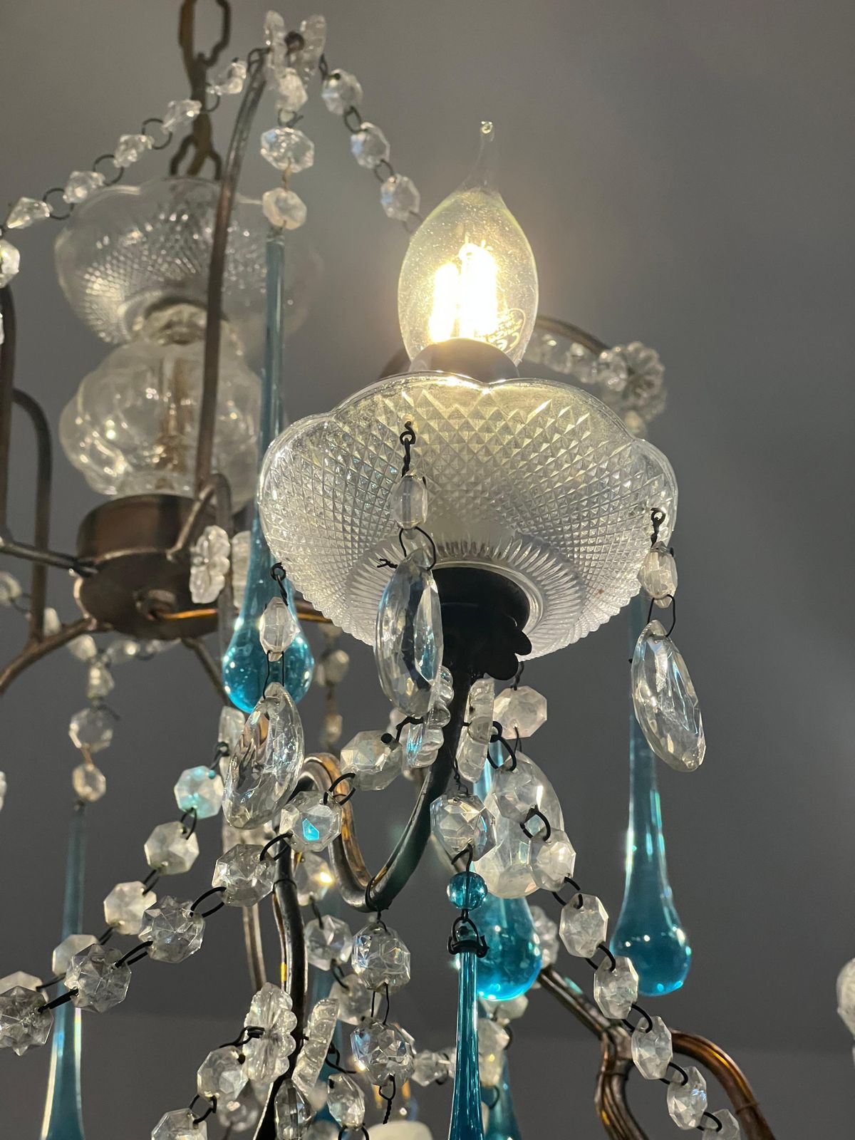 photo vintage Greta Garbo's Tears Murano Chandelier 1980s