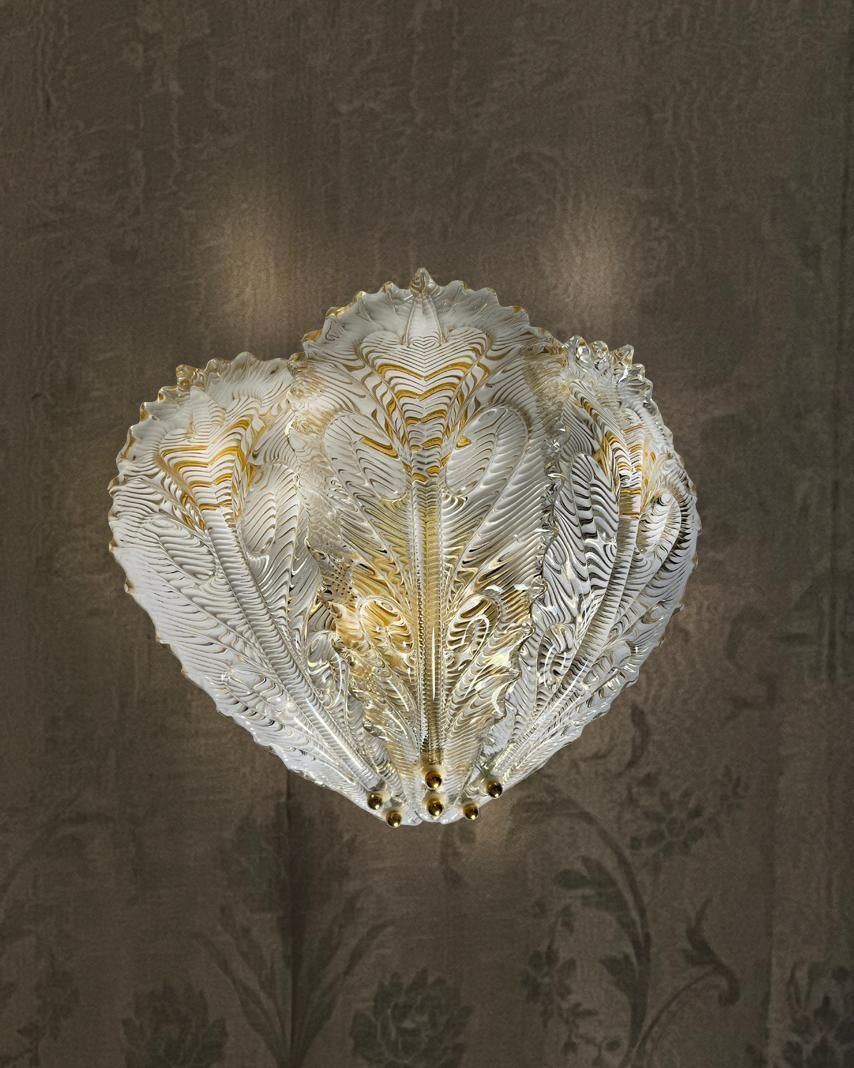 Luxurious Pair Of Wall Lamps Style Barovier & Toso, Murano, 1980s photo for sale