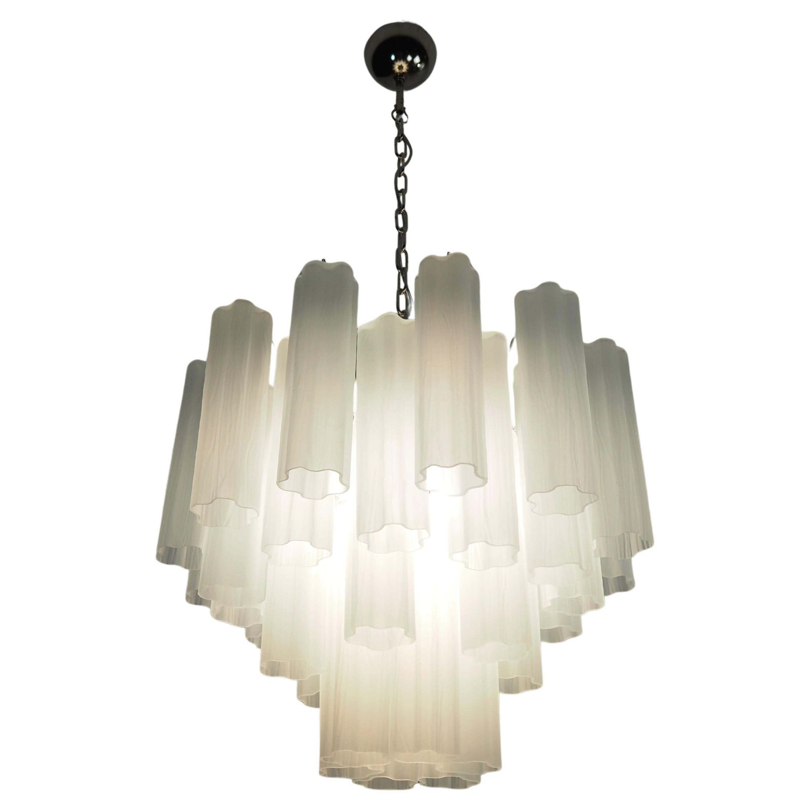 Gorgeous Murano Glass Tube Chandeliers   36 Etched Glass Tube photo Lighting