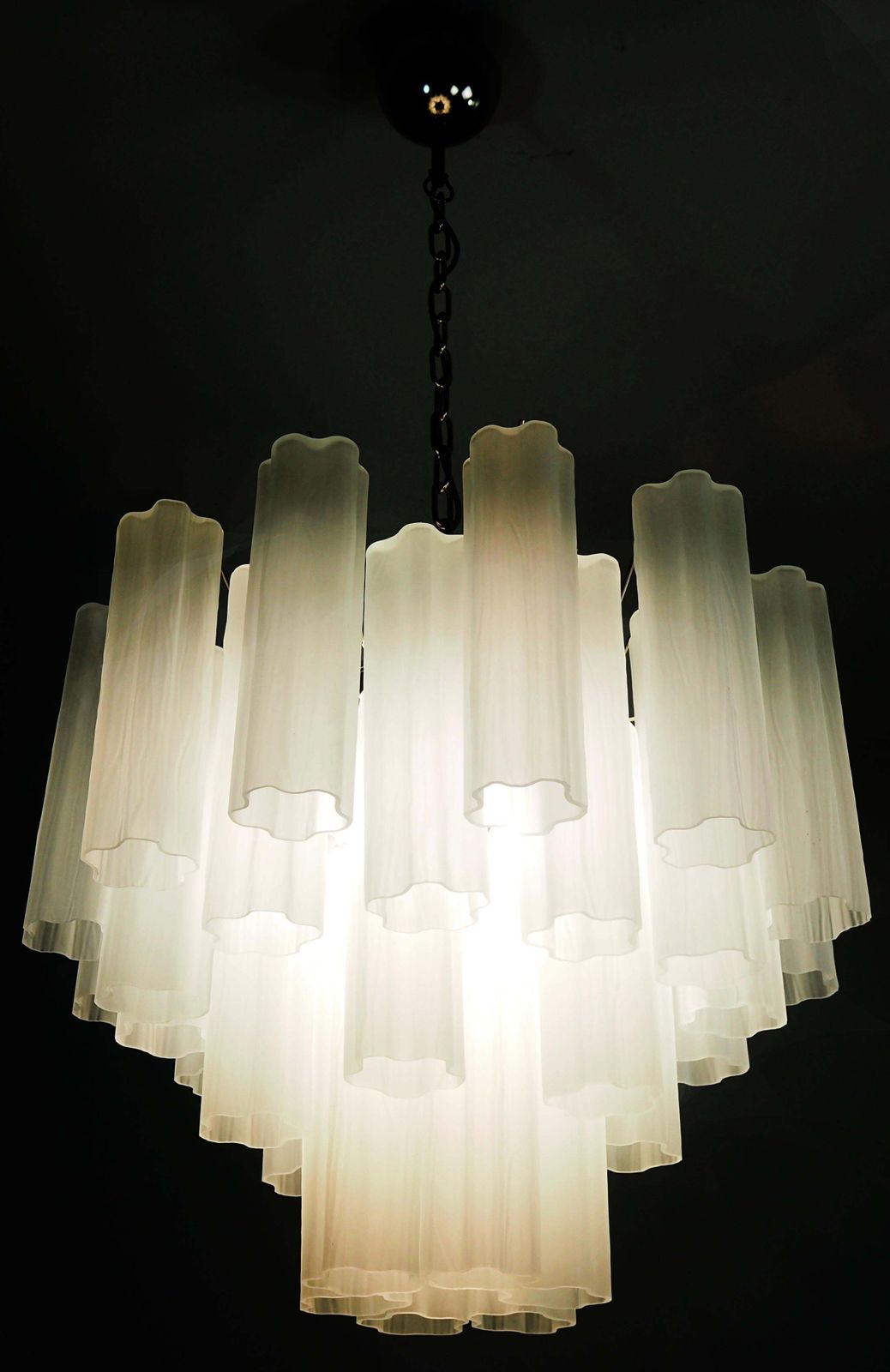 Gorgeous Murano Glass Tube Chandeliers   36 Etched Glass Tube photo vinterior