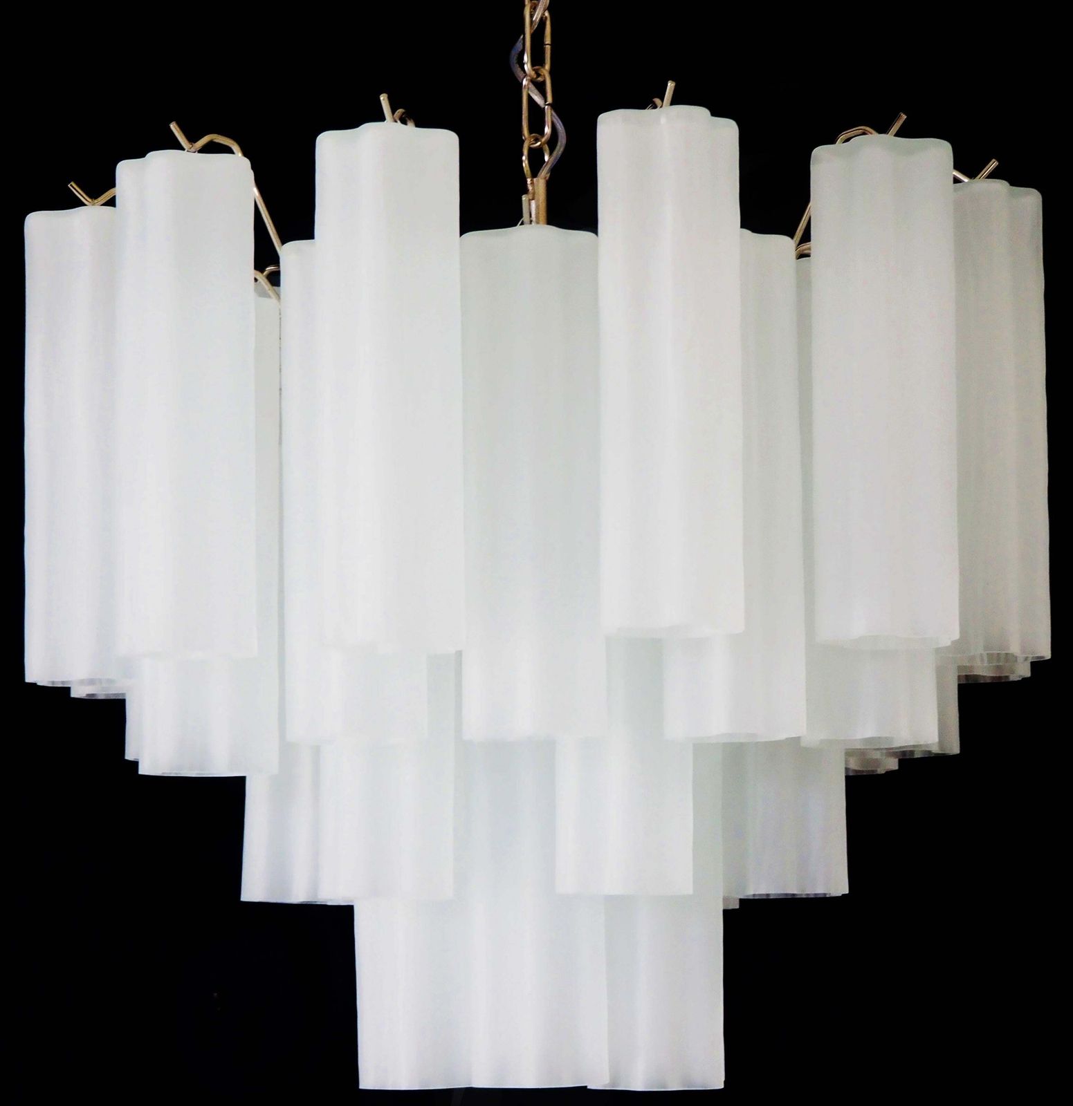 2384.0 Gorgeous Murano Glass Tube Chandeliers   36 Etched Glass Tube photo