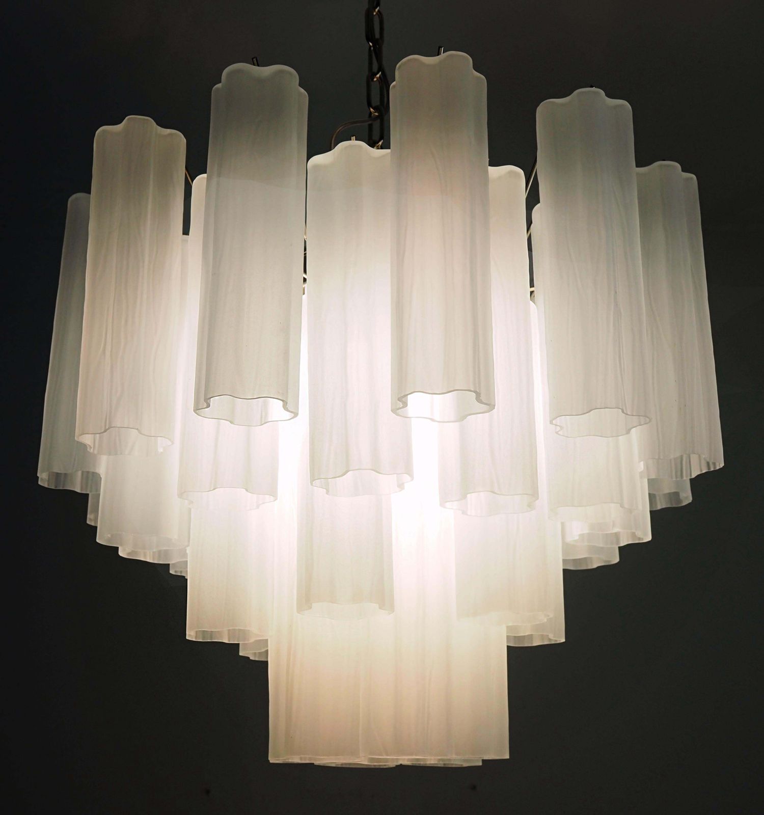 photo vinterior Gorgeous Murano Glass Tube Chandeliers   36 Etched Glass Tube