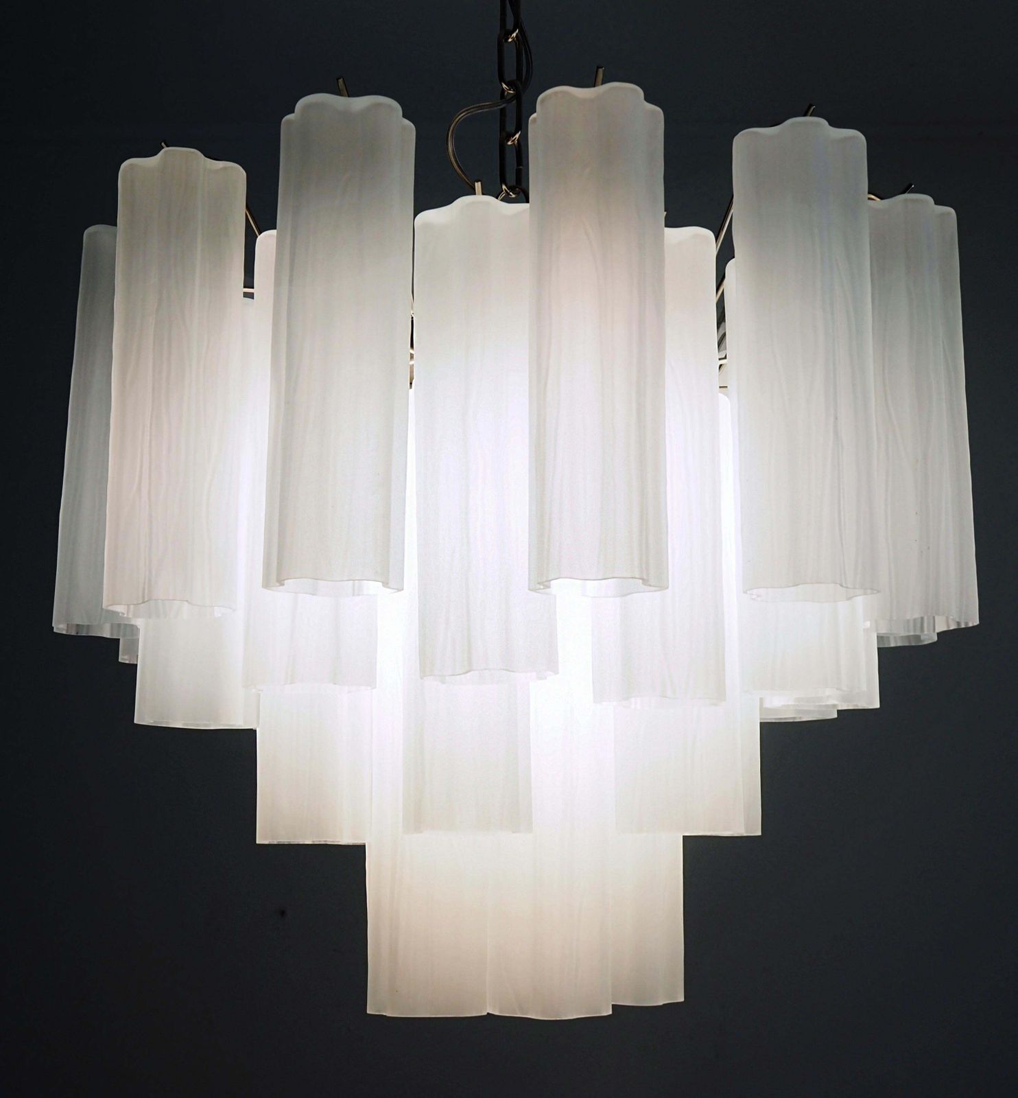 photo buy Gorgeous Murano Glass Tube Chandeliers   36 Etched Glass Tube