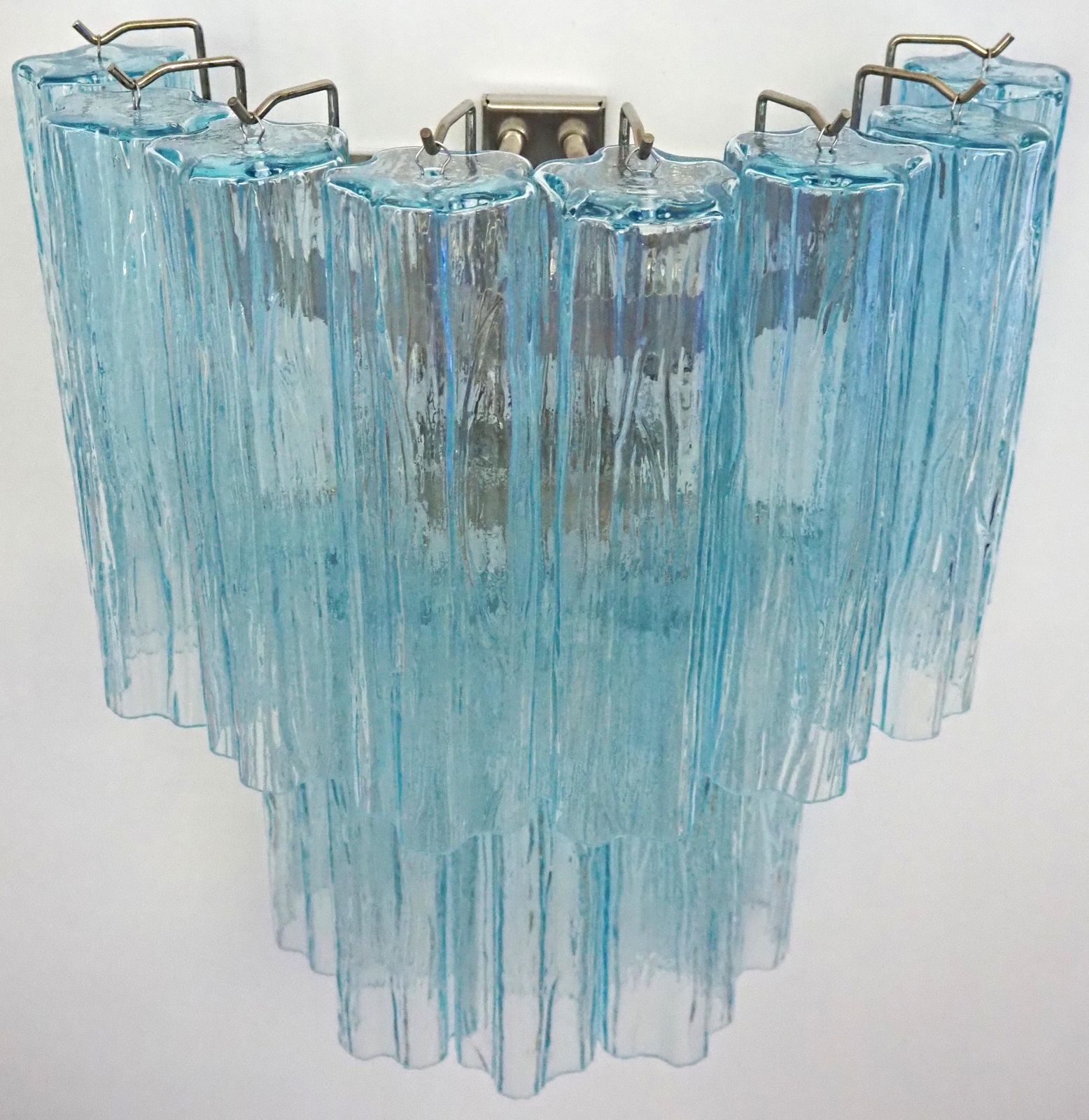 Lighting Beautiful Pair Of Murano Glass Tube Wall Sconces   13 Blue Glass Tube photo