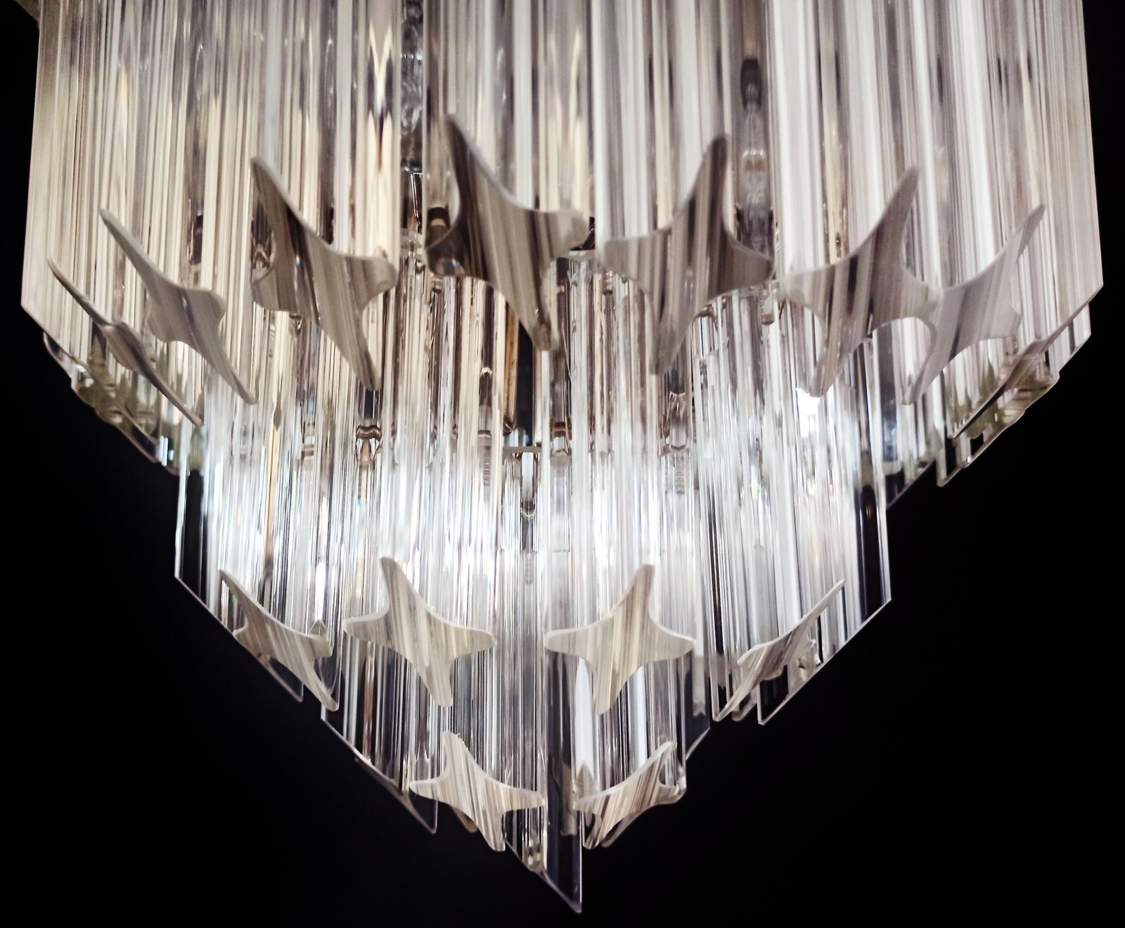 Elegant Stylish Murano Glass Chandeliers   112 Transparent Quadriedri photo 4613.0