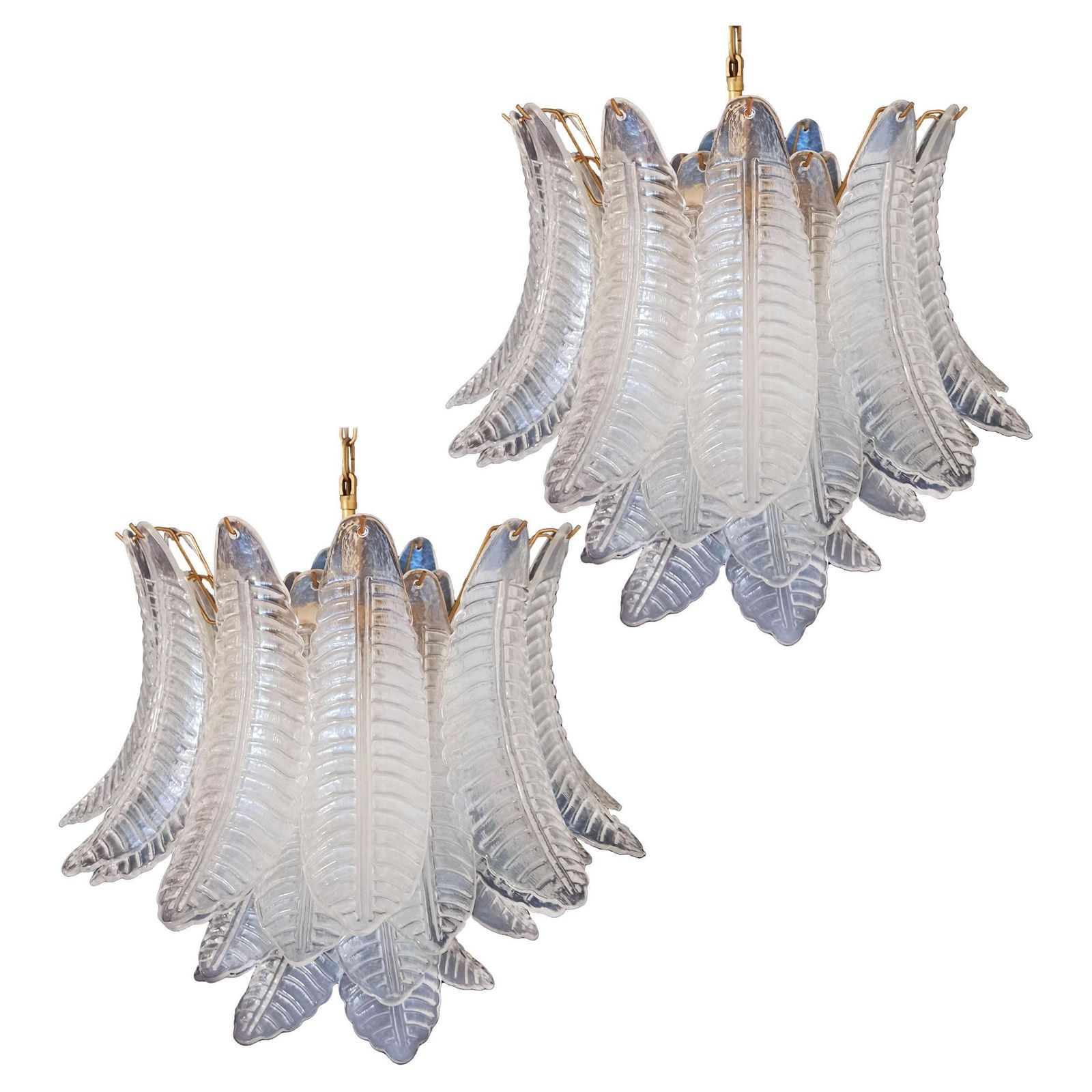 Precious Italian Murano Six Tier Opaline Ferns Glass Chandelier, 36 Opal Glasses