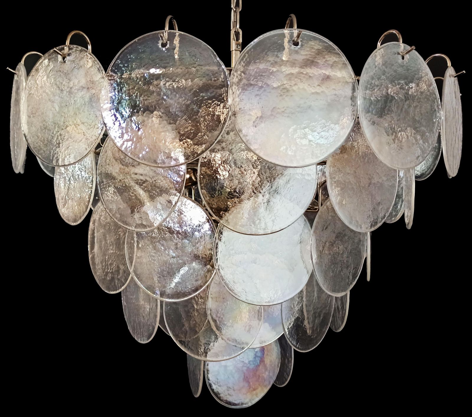 Beautiful High Quality Murano Chandeliers Space Age   57 Iridescent Glassess photo 2614.0