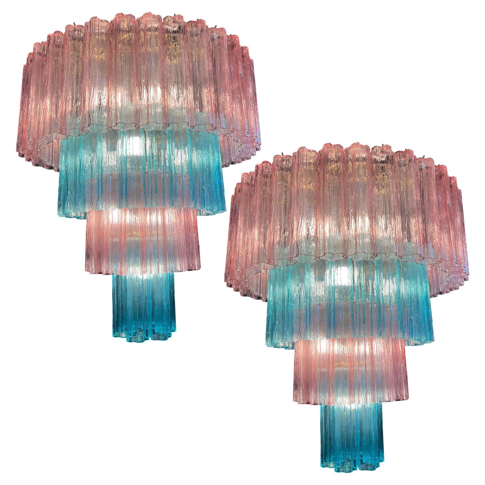 Charming  Italian Pink An Blue Chandelier By Valentina Planta, Murano photo furniture