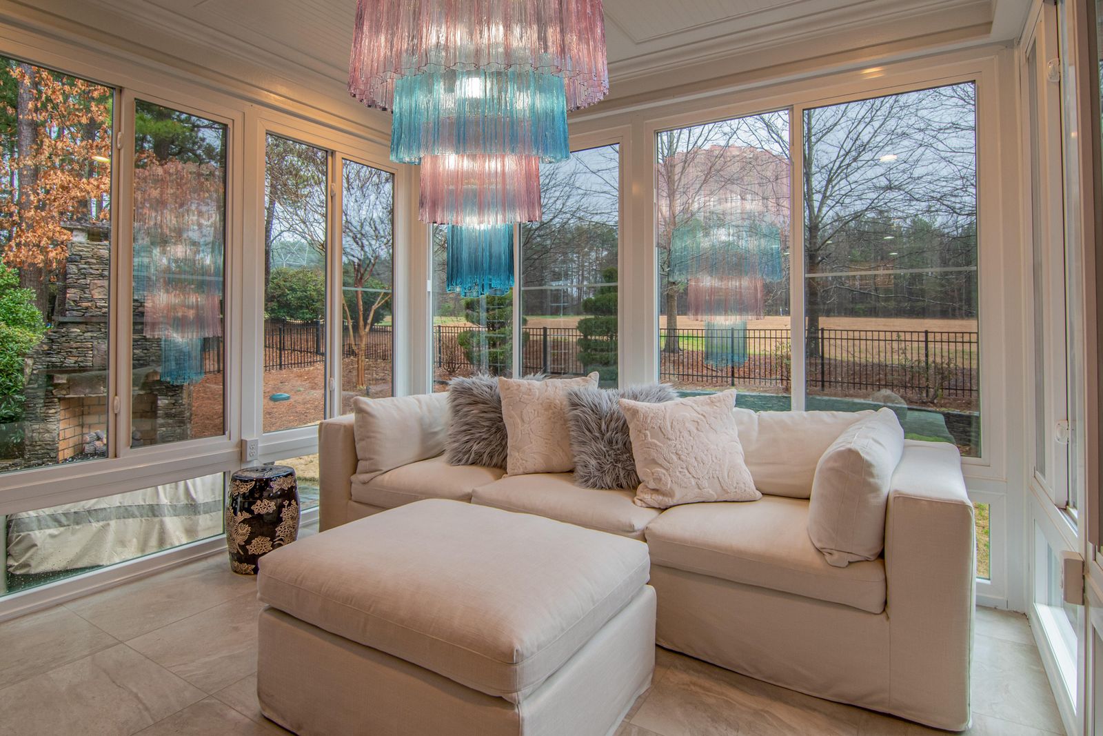 Charming  Italian Pink An Blue Chandelier By Valentina Planta, Murano photo for sale