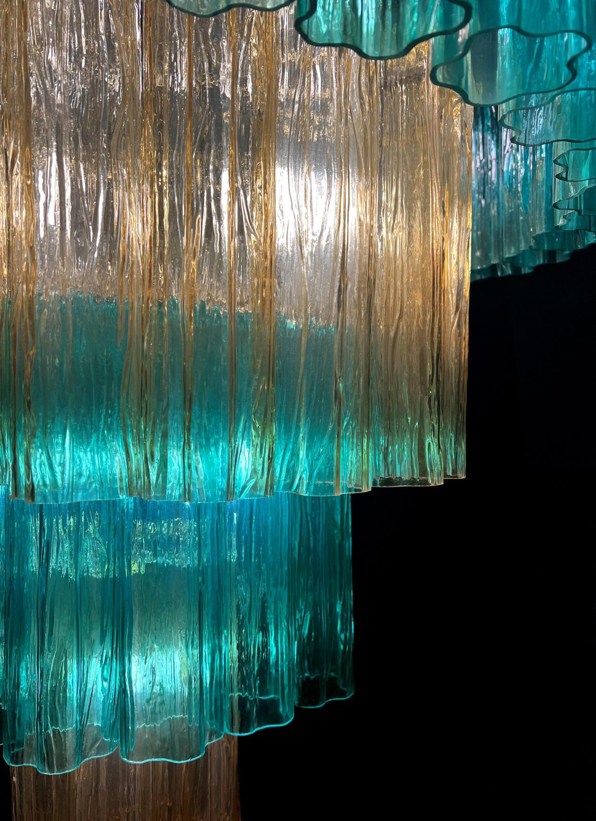 Charming  Italian Emerald And Gold Chandelier By Valentina Planta, Murano photo vinterior