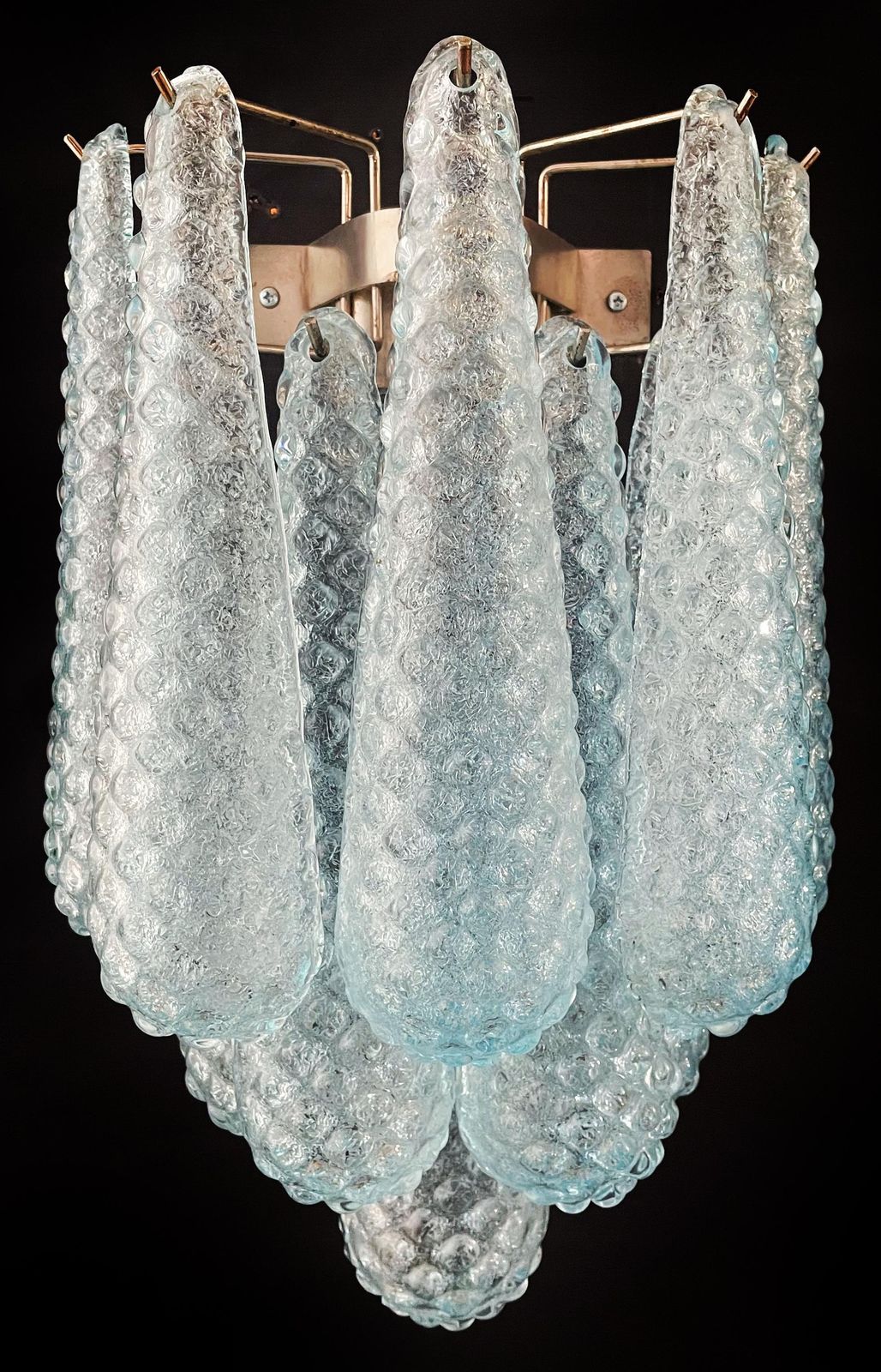 photo furniture Elegant Pair Of Vintage Blue Glass Petals Drop Wall Sconce, Murano, 1970