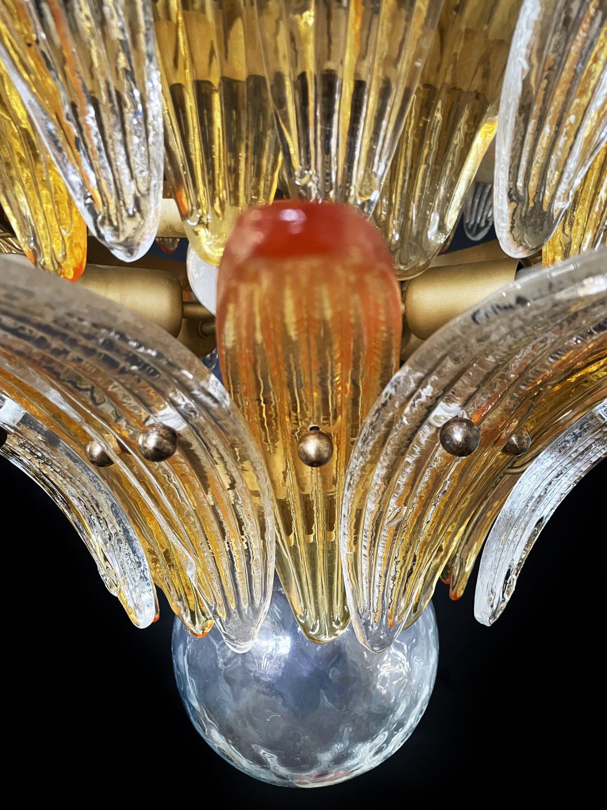 Lighting Elegant Palmette Ceiling Light   Three Levels, 104 Clear And Amber Glasses photo