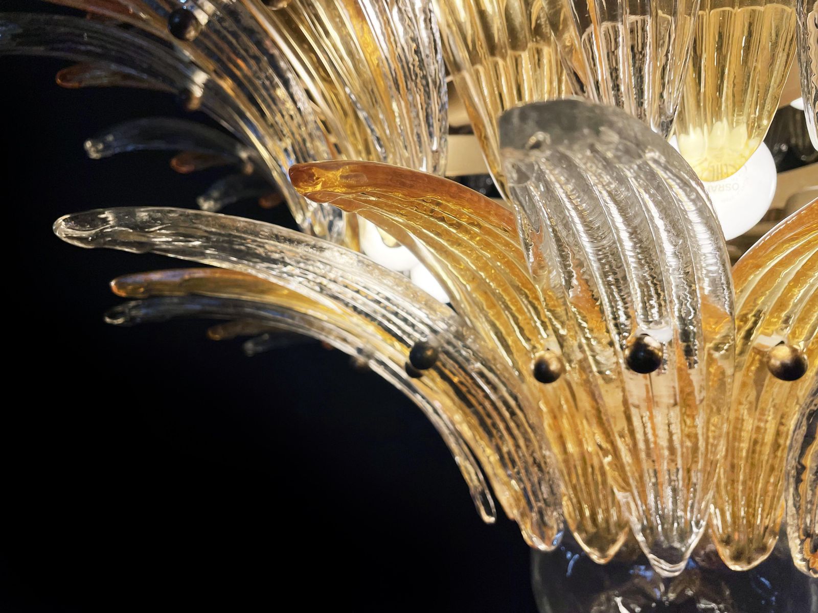 photo buy Elegant Palmette Ceiling Light   Three Levels, 104 Clear And Amber Glasses