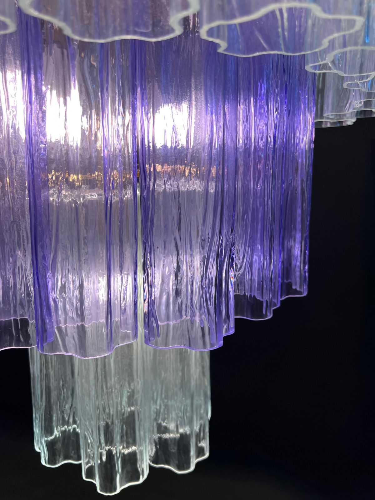 photo furniture Charming Pair Italian Amethyst & Clear Chandeliers By Valentina Planta, Murano