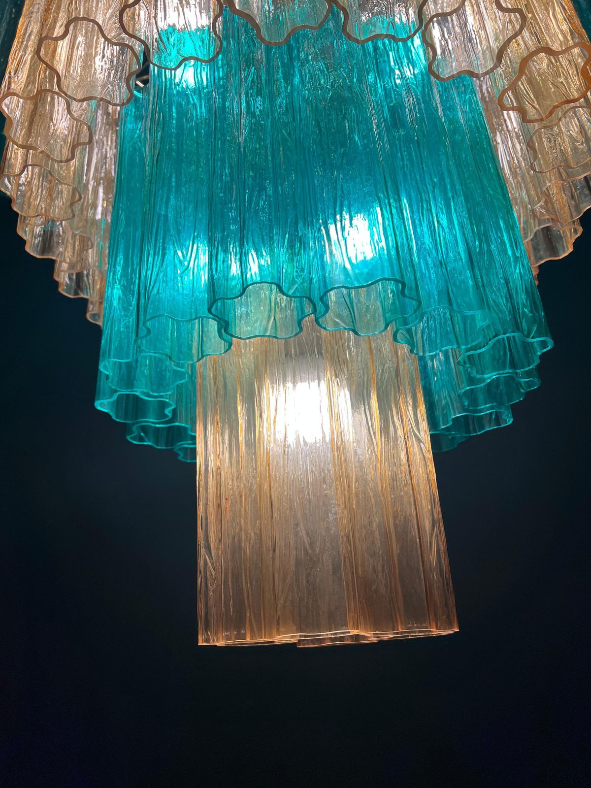 photo vintage Charming  Italian Emerald And Gold Chandelier By Valentina Planta, Murano