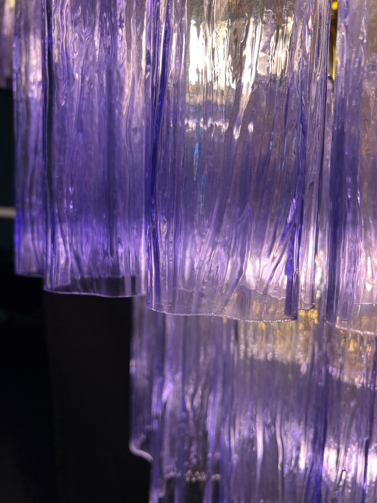photo for sale Charming Pair Italian Amethyst Chandeliers By Valentina Planta, Murano
