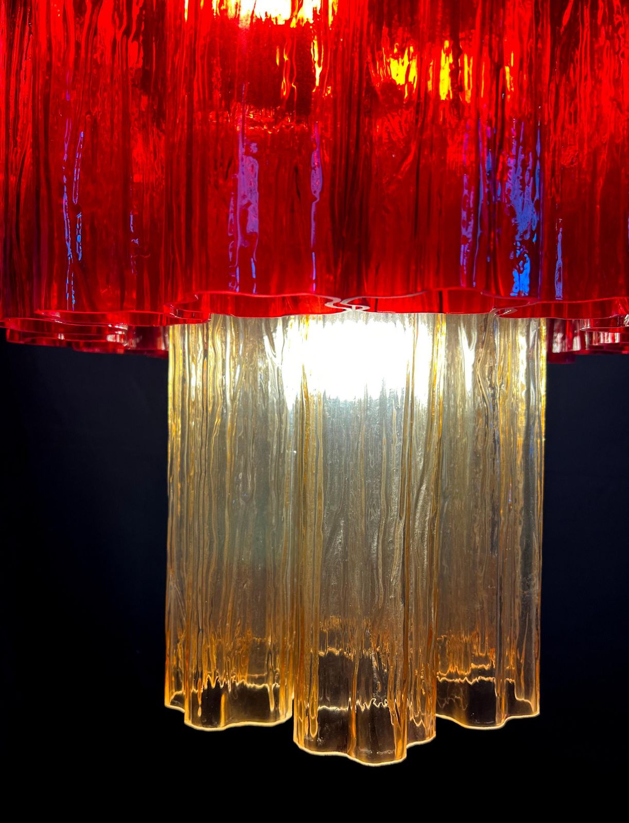 Amazing Red And Gold Chandelier By Valentina Planta, Murano photo vinterior
