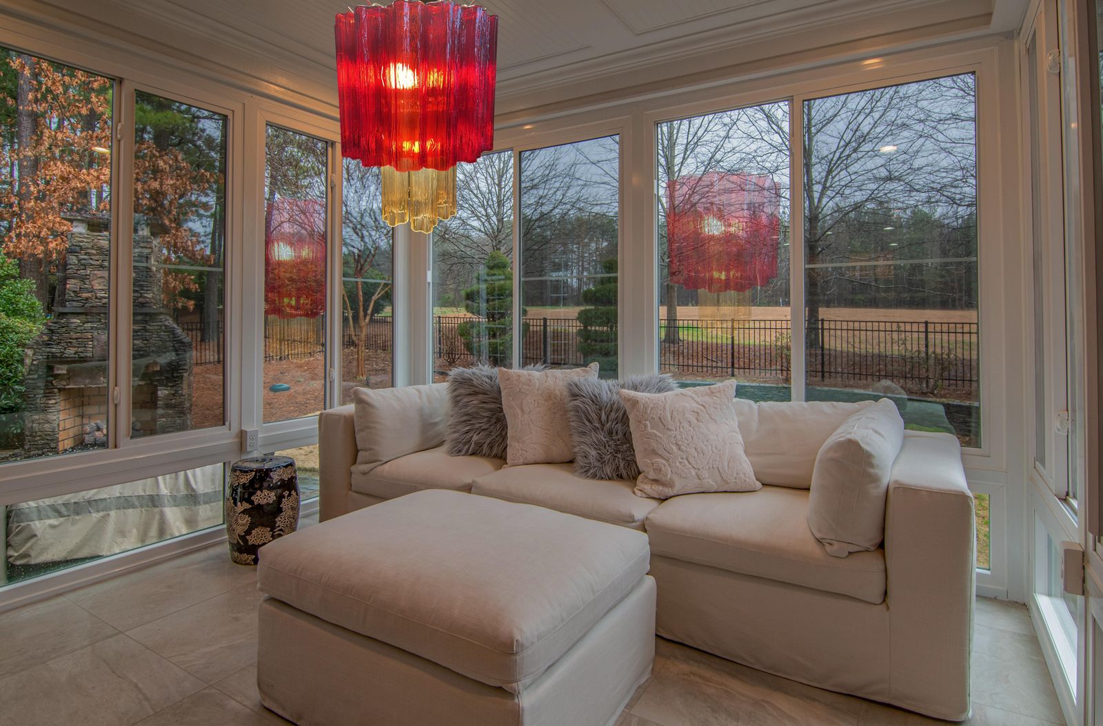 Amazing Pair Of Italian Red And Gold Chandeliers By Valentina Planta, Murano photo furniture