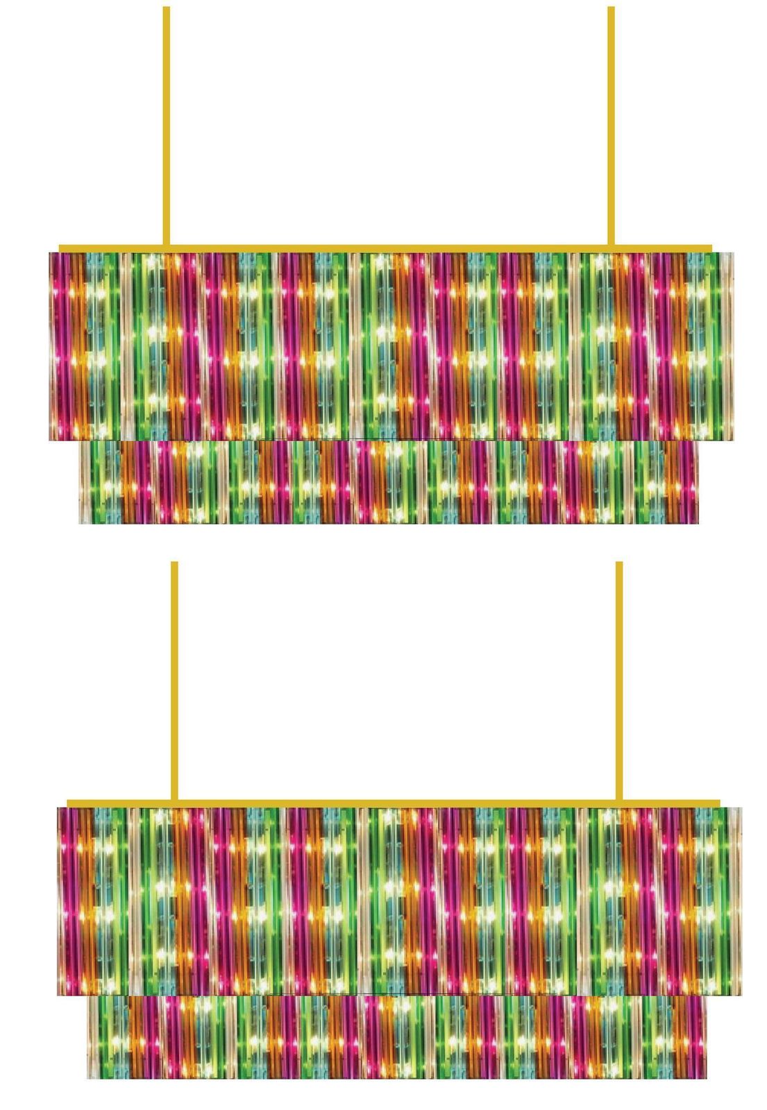 Pair Of Multicoloured 'Arecchino' Chandeliers. photo for sale