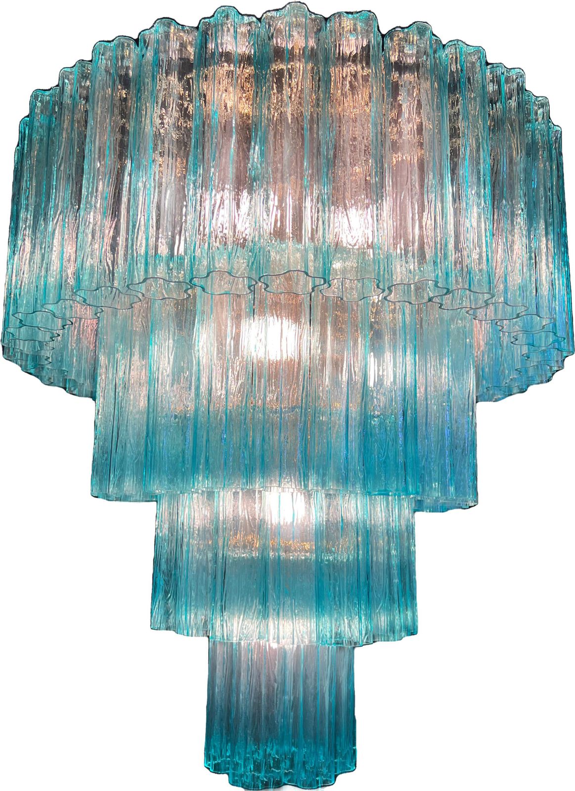 Elegant Pair Of Italian Blue Chandeliers By Valentina Planta, Murano photo for sale
