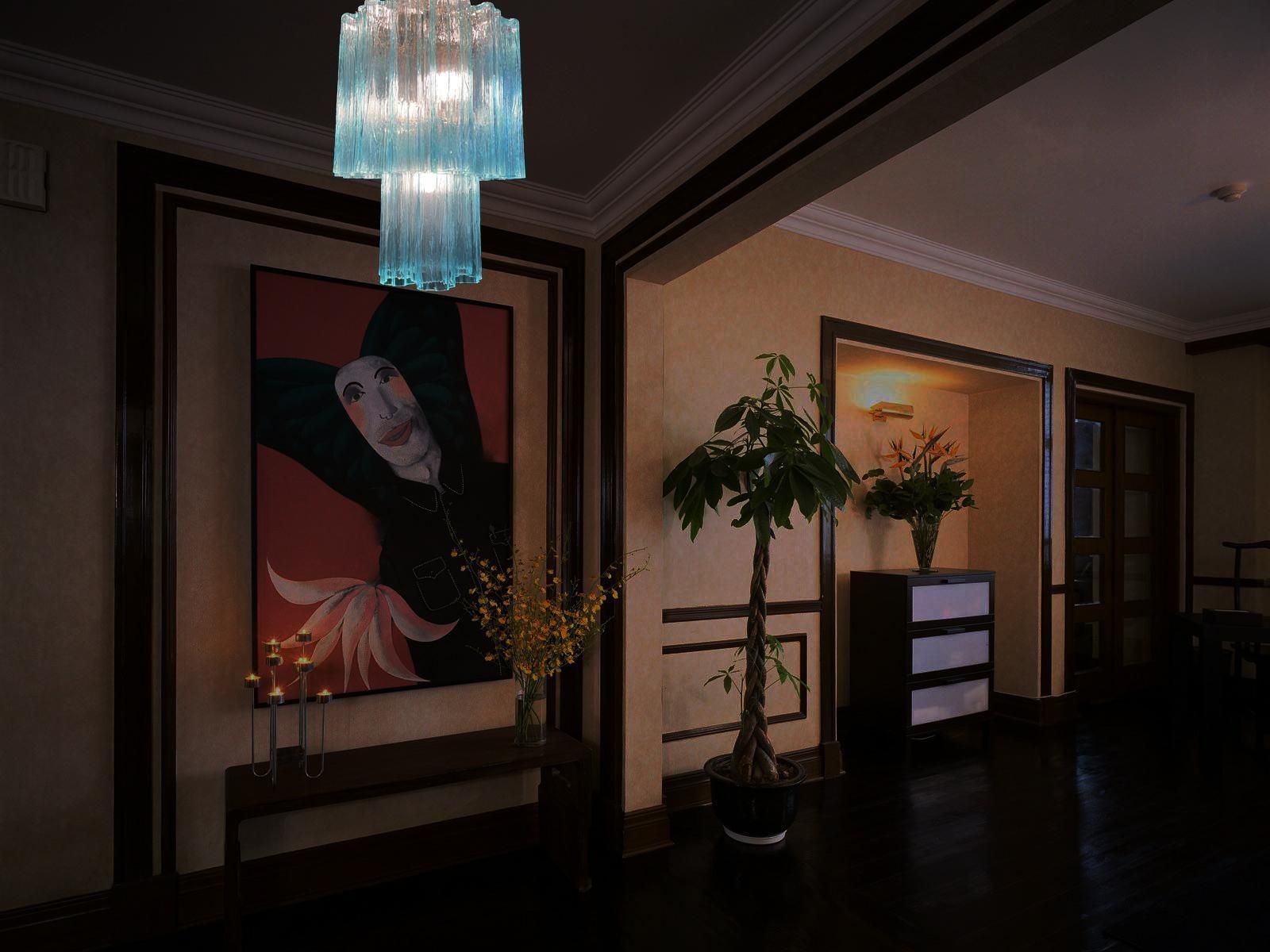 Elegant Italian Blue Chandelier By Valentina Planta, Murano photo for sale