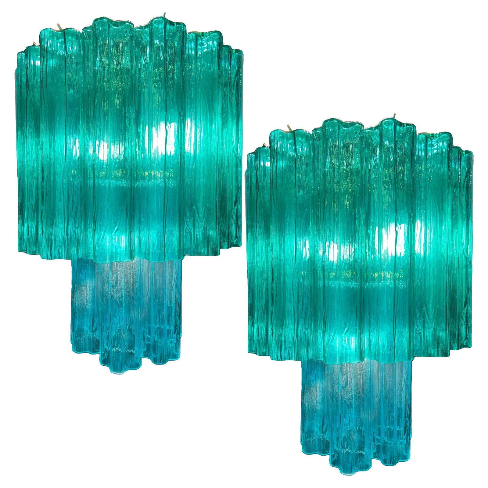 photo for sale Elegant Italian Emerald Chandelier By Valentina Planta, Murano