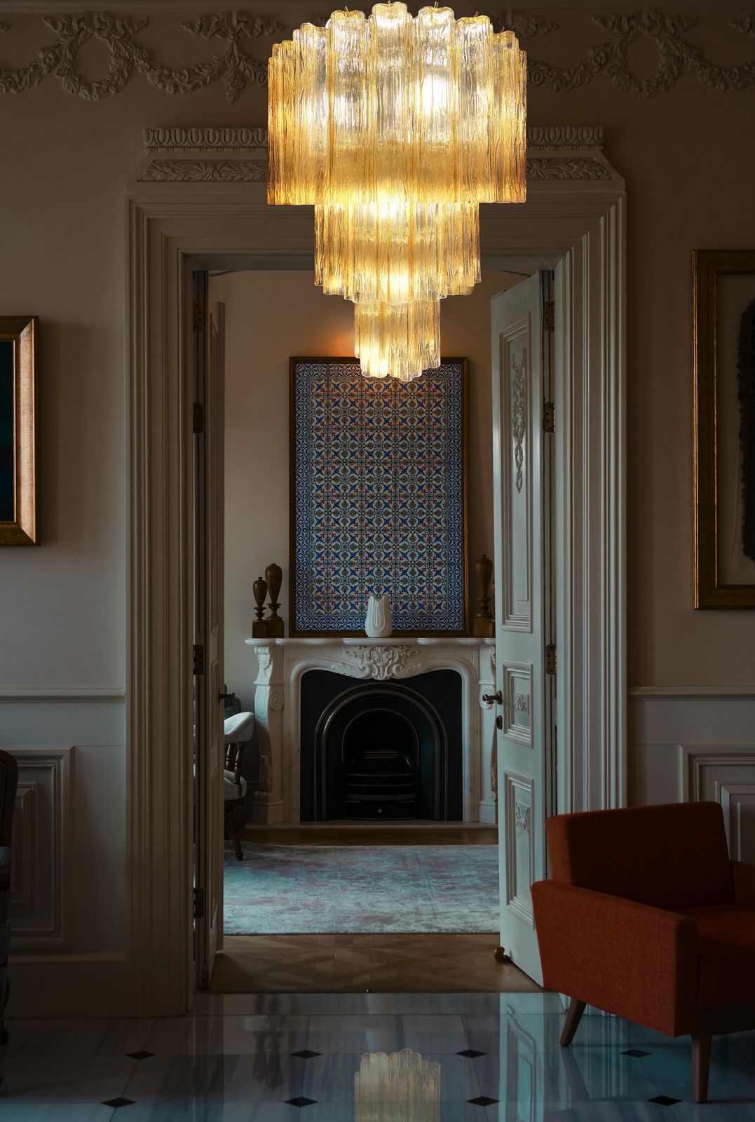 Charming Talian Amber Chandelier By Valentina Planta, Murano photo Lighting