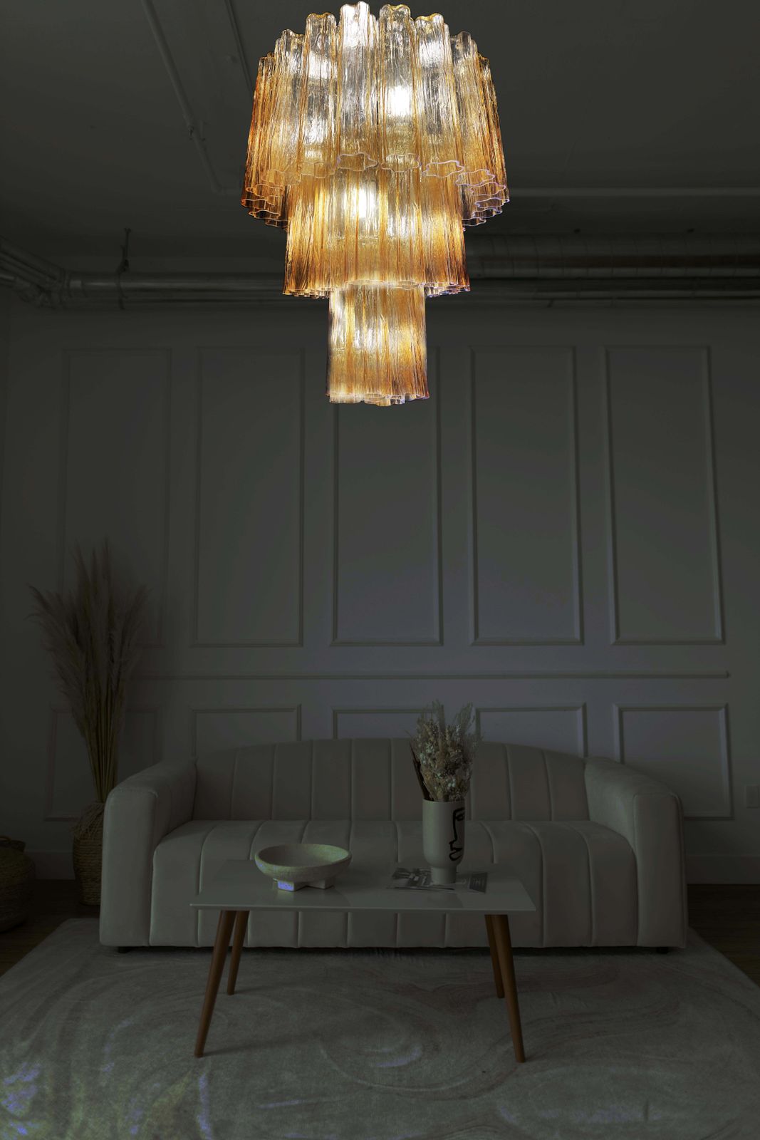 Charming Pair Of Italian Amber Chandeliers By Valentina Planta, Murano photo buy