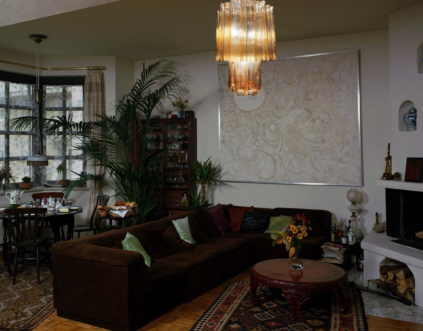 Charming Pair Of Italian Amber Chandeliers By Valentina Planta, Murano photo Lighting