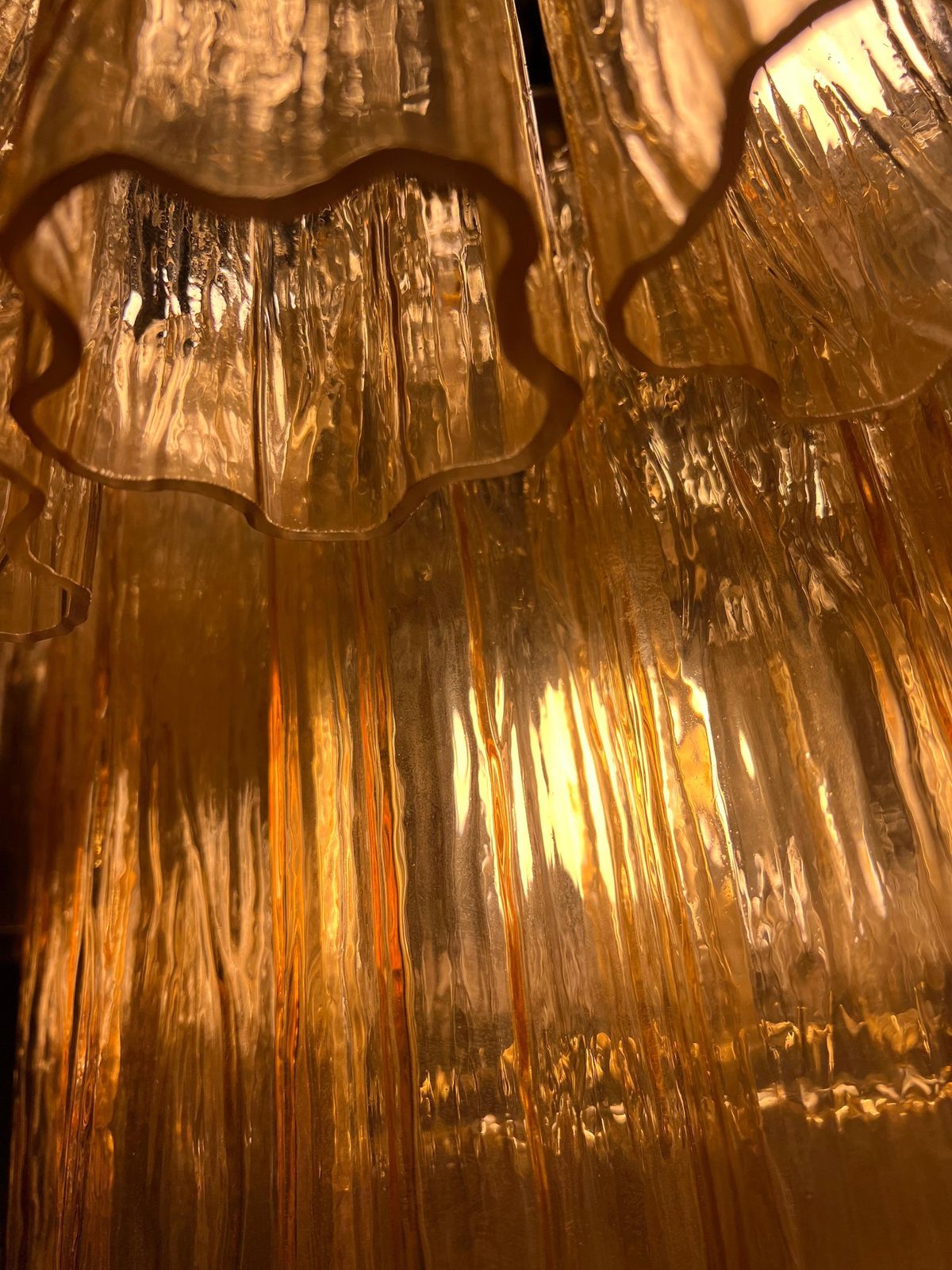 photo vinterior Charming Pair Of Italian Amber Chandeliers By Valentina Planta, Murano