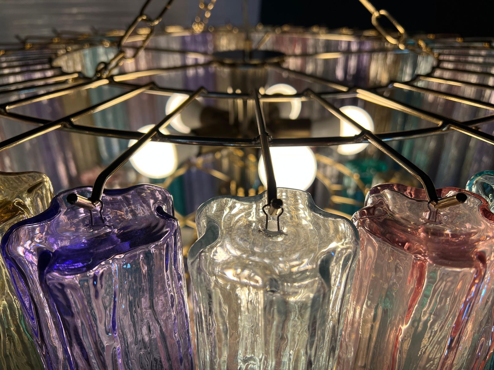 photo vinterior Pair Multicolor Murano Chandelier By Valentina Planta