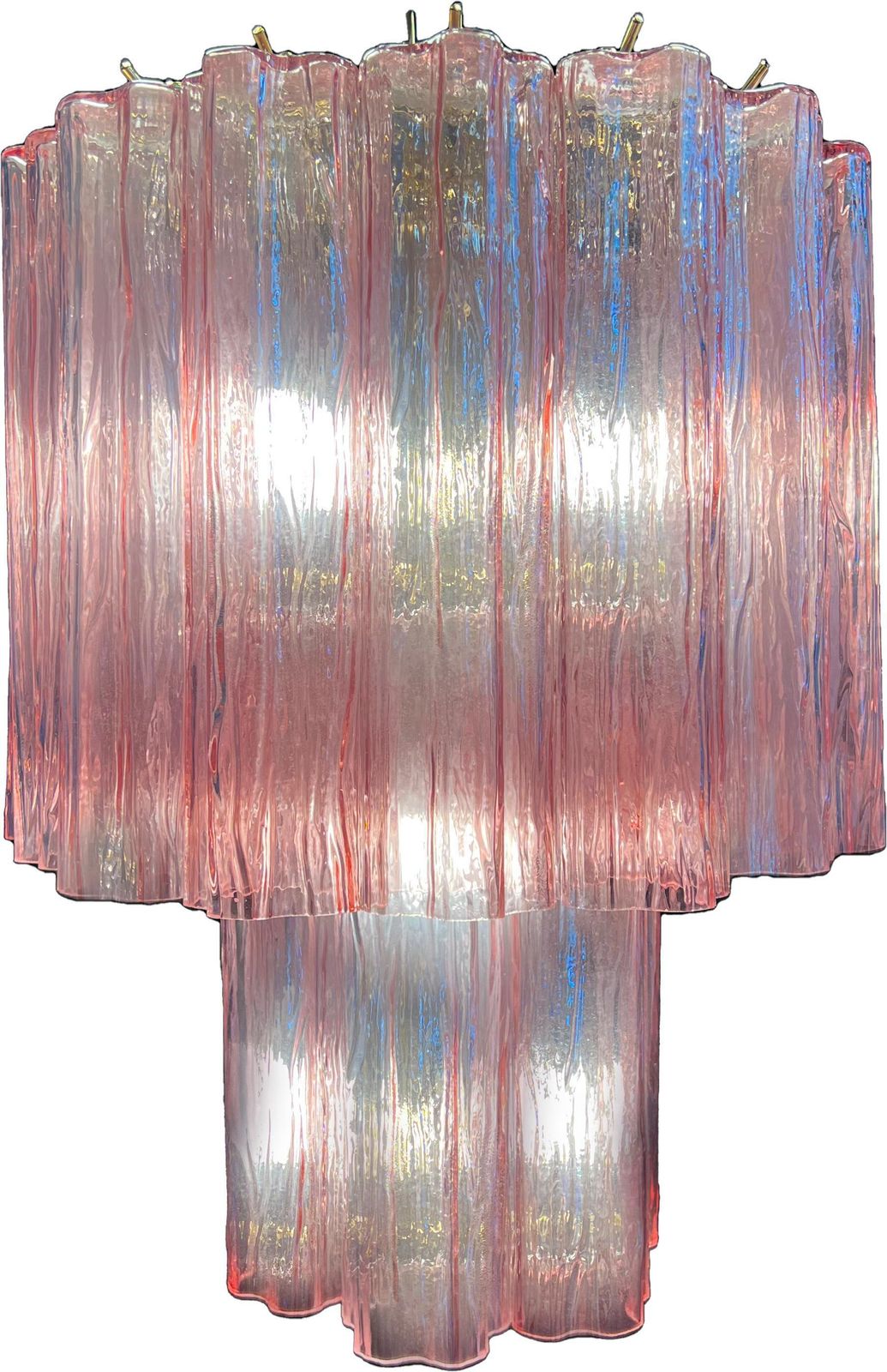 photo furniture Elegant Pair Of Italian Pink Chandeliers By Valentina Planta, Murano