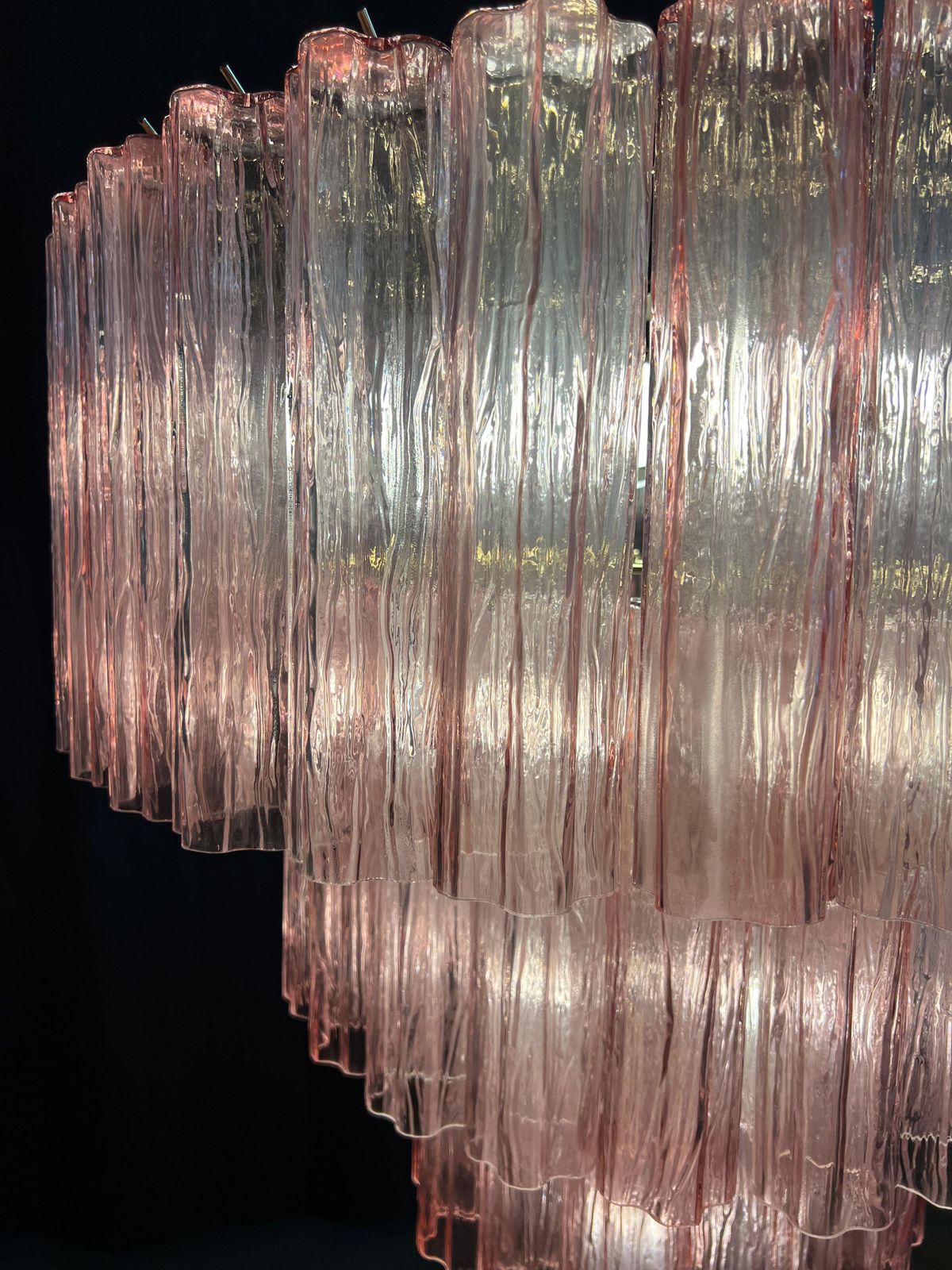 Charming Pair Of Italian Pink Chandeliers By Valentina Planta, Murano photo vinterior
