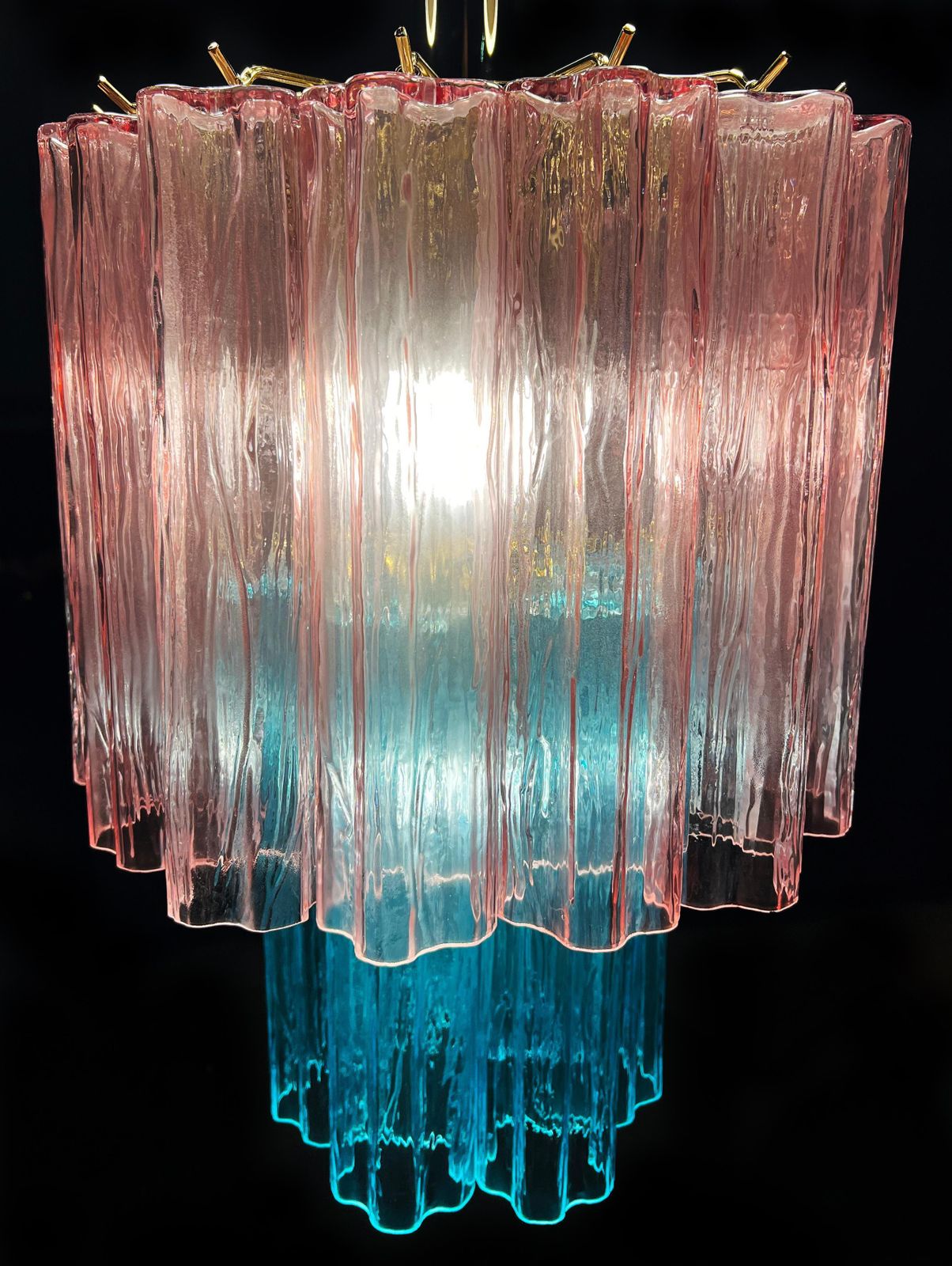 Lighting Amazing Italian Pink Blue Chandelier By Valentina Planta, Murano photo
