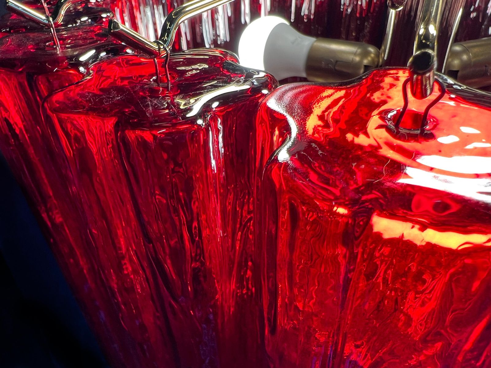 Lighting Amazing Italian Ruby Red Italian Chandelier By Valentina Planta, Murano photo