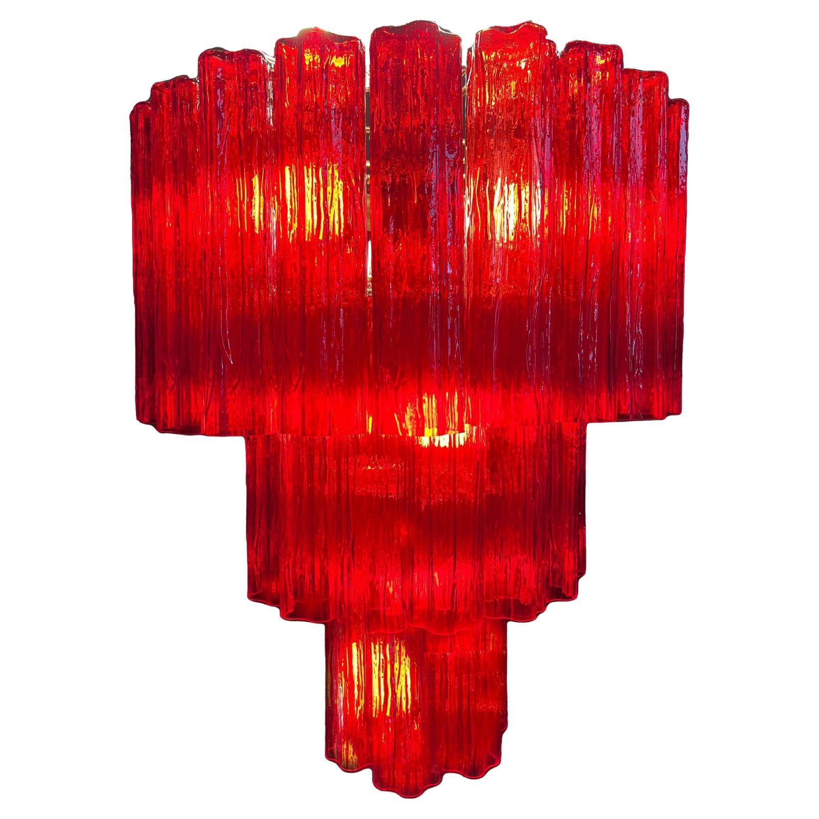 Amazing Italian Red Chandelier By Valentina Planta, Murano