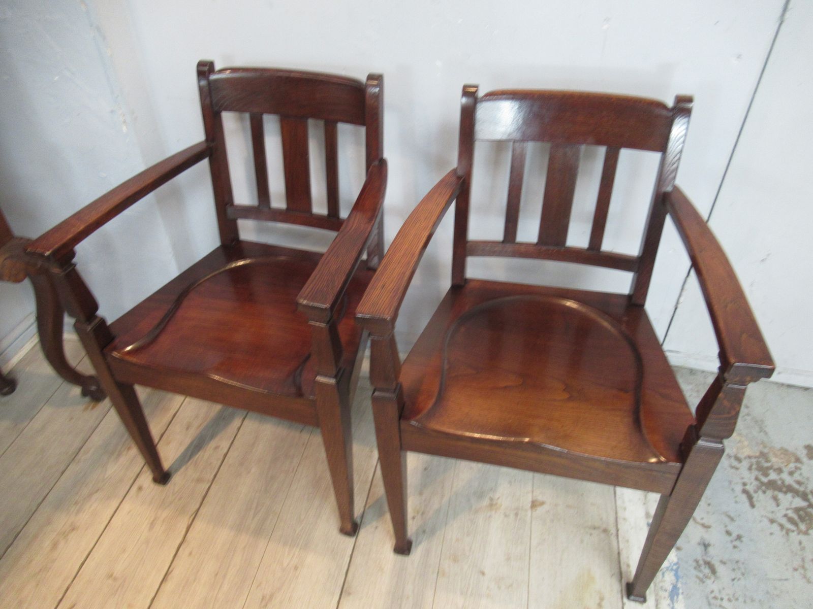 Pair Of Oak  Arm Chairs   By  J B Cockayne,  Sheffield photo Furniture