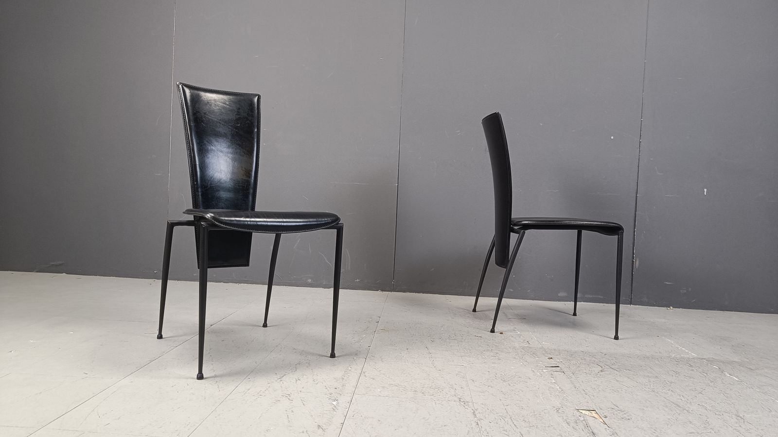 Furniture Set Of 4 Postmodern Dining Chairs By Arper Italy, 1980s photo