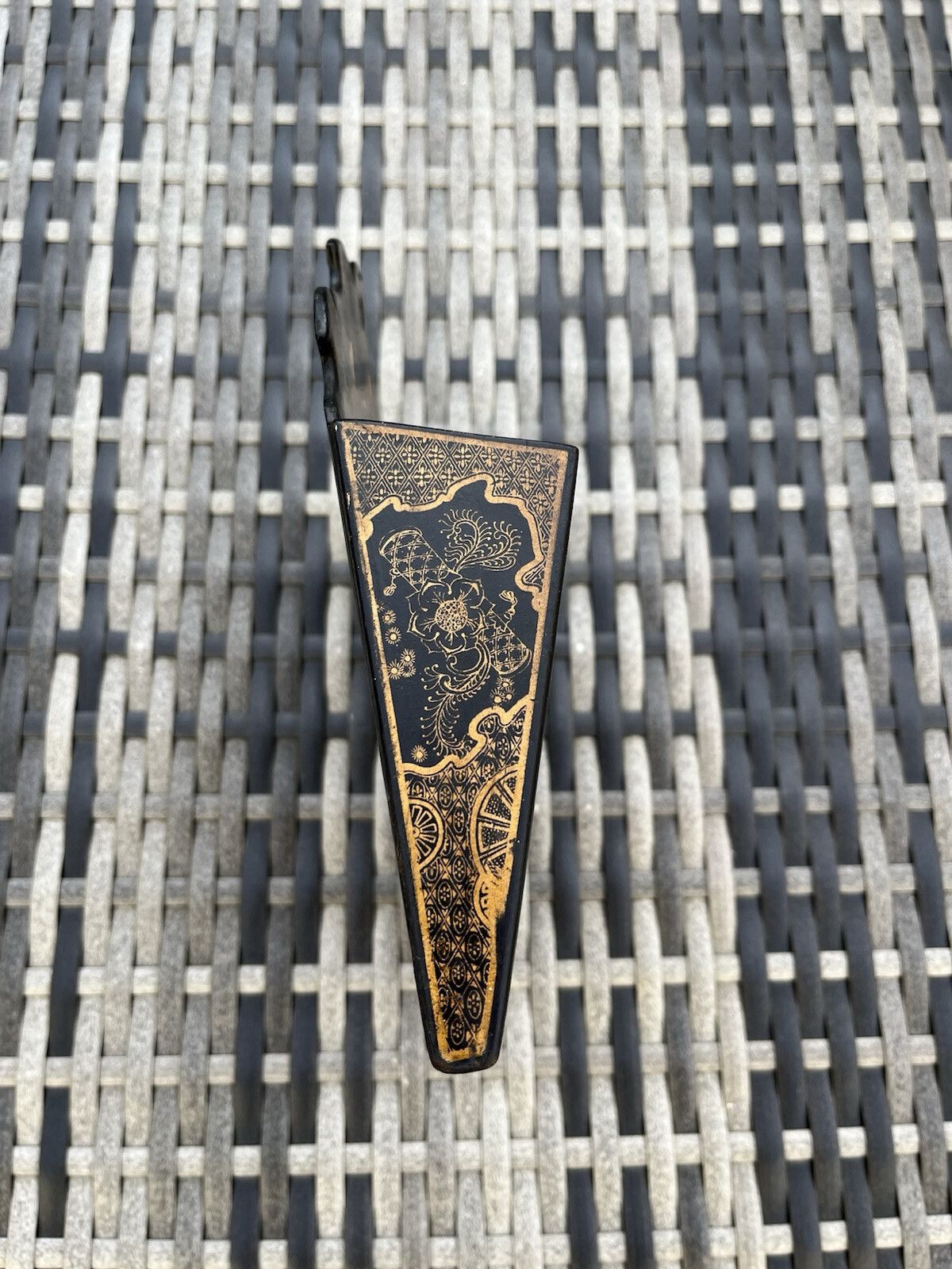 Antique Chinoiserie Lacquer Papier Mache Wall Pocket Box Letter Rack Japonsime photo buy