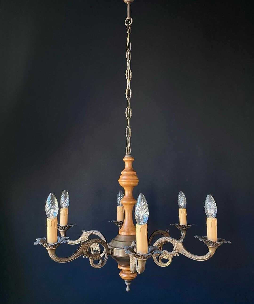 Large Wood Antique Chandelier, 1960s photo 399.0