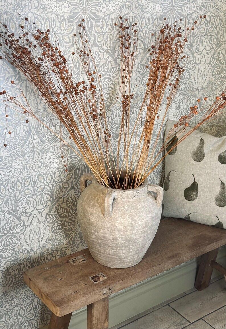 Stone Vase, Rustic Vase, Beige Vase, Urn, Four Handle Vase, Heavy Vase, Home Decor, Large Vase, Aged Vase, Contemporary Vase, Neutral Vase photo furniture